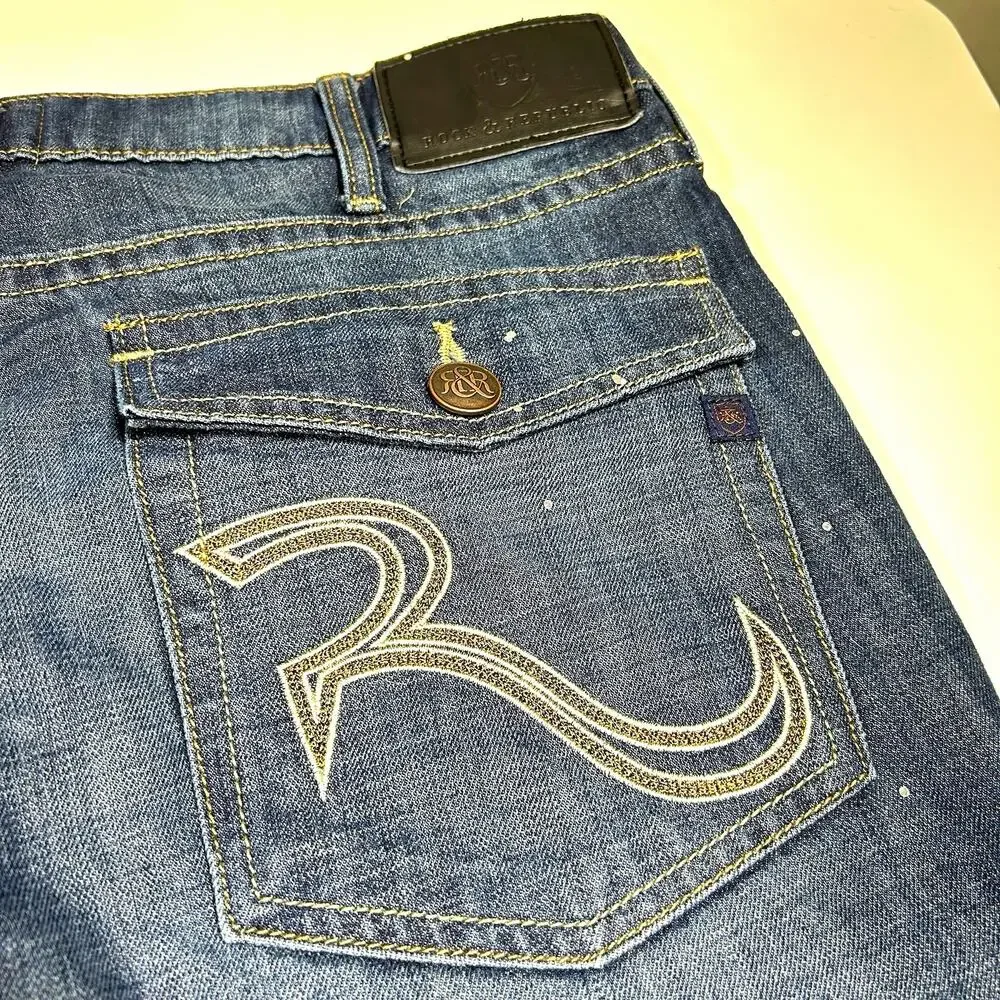 Rock & Republic Neil Jeans Men’s 36x29 Y2K Embellished Bootcut Sparkle R Pockets